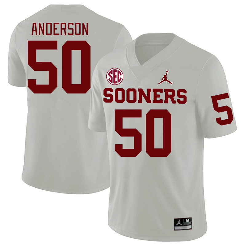 Men #50 Ben Anderson Oklahoma Sooners 2024 SEC Conference College Football Jerseys-White